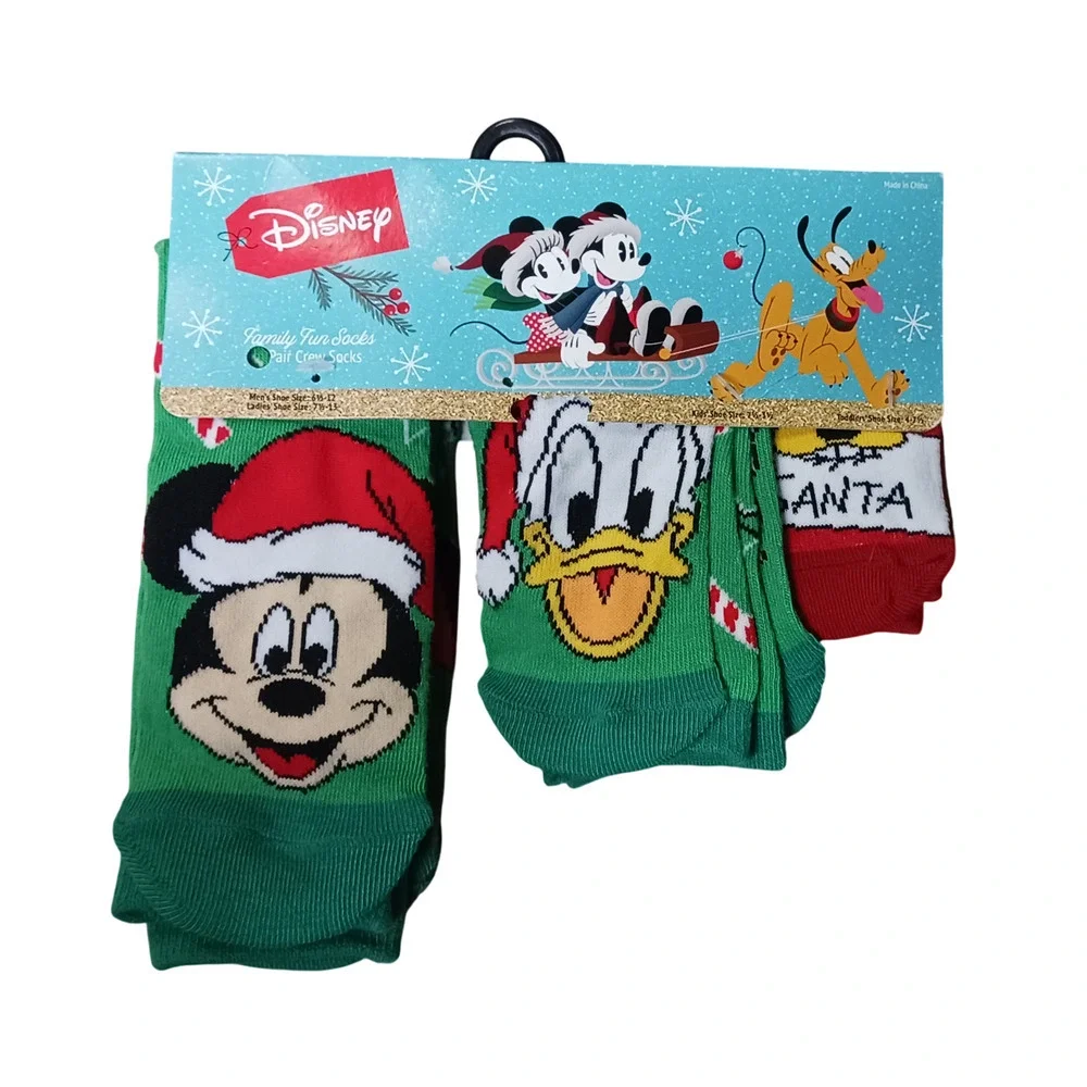 Disney Mickey Donald Duck and Pluto Matching Family Pack Holiday Sock Set 3 Pair